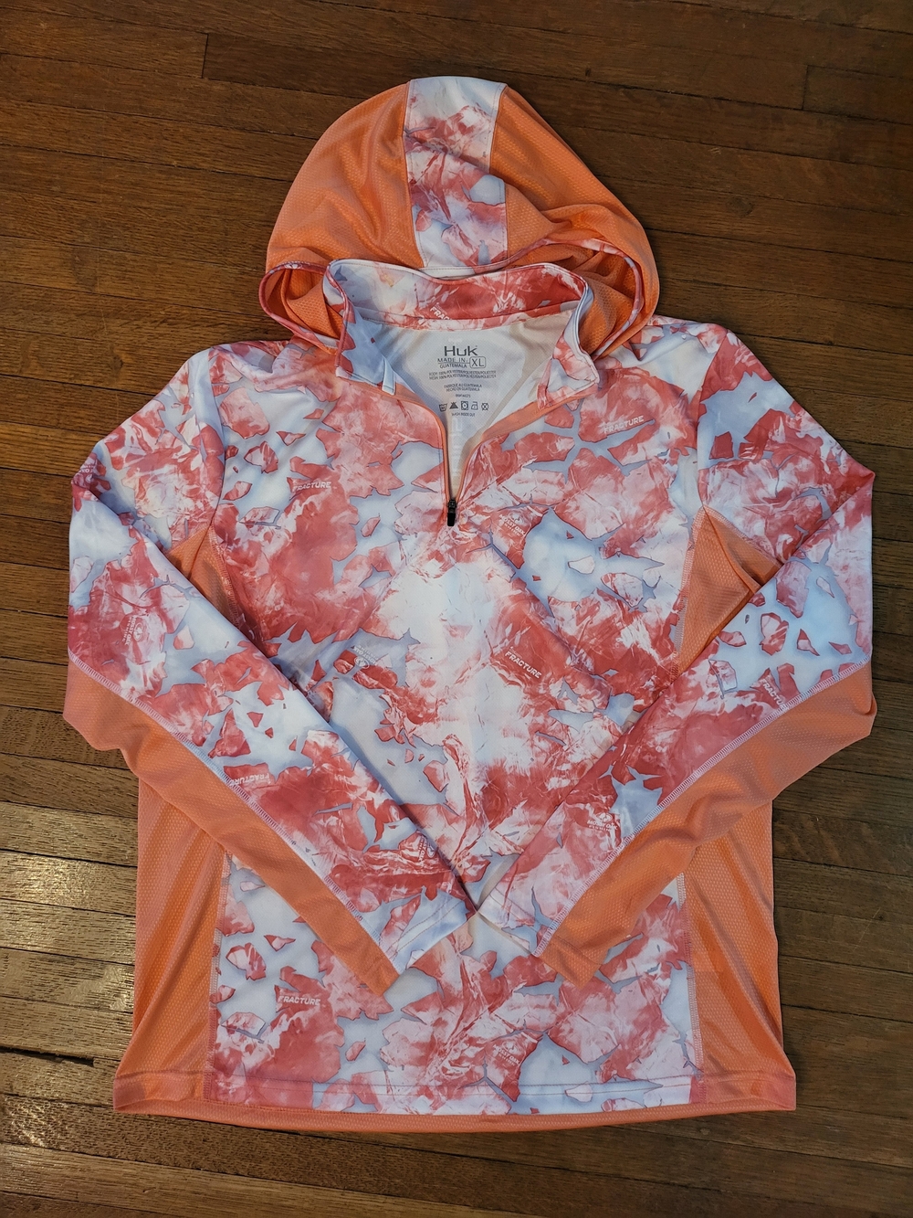 Huk Fishing - Women's Coral & White Tie-Dye Quarter Zip Hoodie